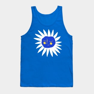 White flower with blue happy face, version 2 Tank Top